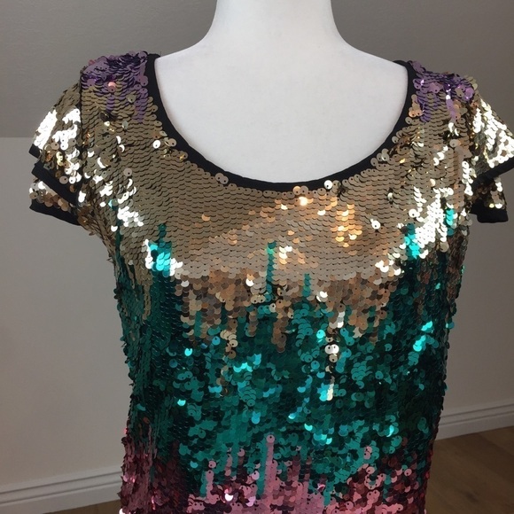 NEW Verty Multi Sequin Stretchy Mini Dress - Picture 2 of 8